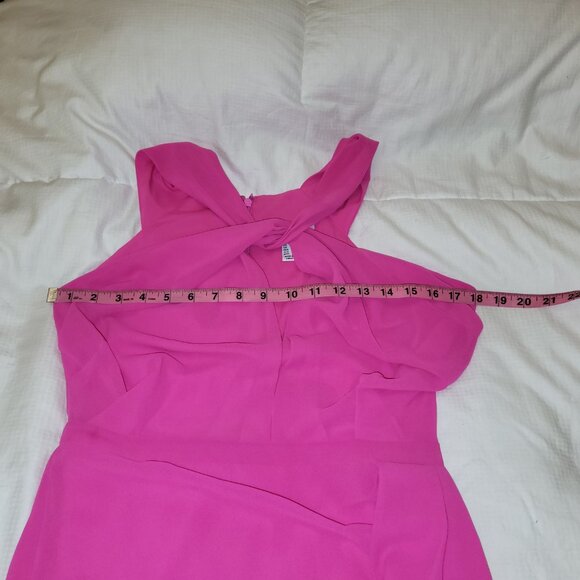 Badgley Mischka Belle Poppy Front Twist Hot Pink Cocktail Dress - 6 - Picture 9 of 12